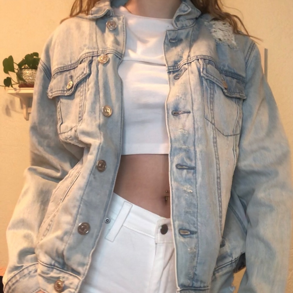 jean jacket with cheetah print inside